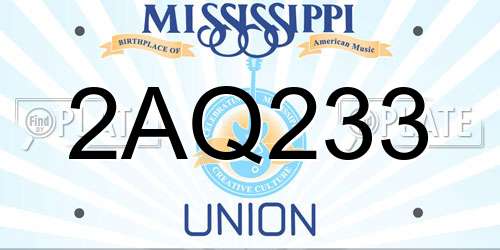2AQ233 Mississippi License Plate