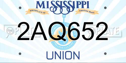 2AQ652 Mississippi License Plate