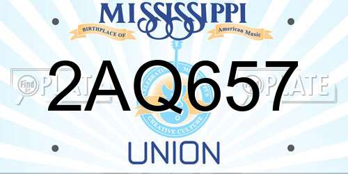 2AQ657 Mississippi License Plate