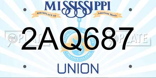 2AQ687 Mississippi License Plate