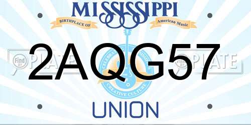 2AQG57 Mississippi License Plate