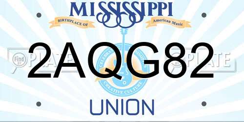 2AQG82 Mississippi License Plate