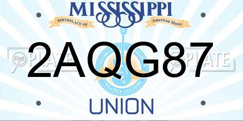 2AQG87 Mississippi License Plate