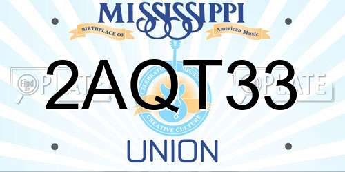 2AQT33 Mississippi License Plate