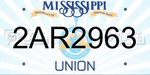 2AR2963 Mississippi License Plate