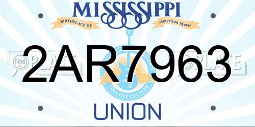 2AR7963 Mississippi License Plate