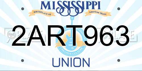 2ART963 Mississippi License Plate