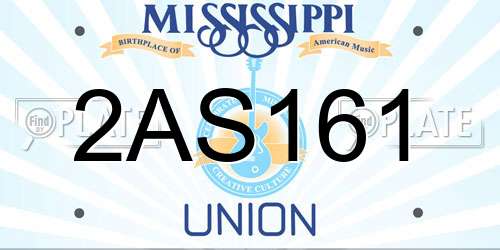 2AS161 Mississippi License Plate