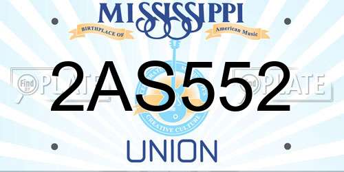 2AS552 Mississippi License Plate