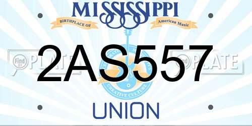 2AS557 Mississippi License Plate