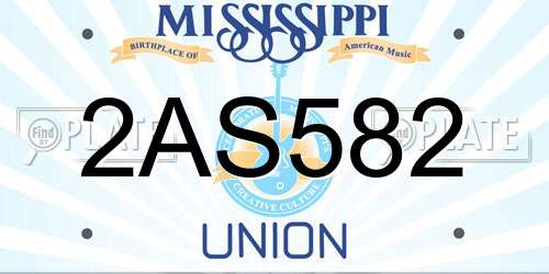2AS582 Mississippi License Plate