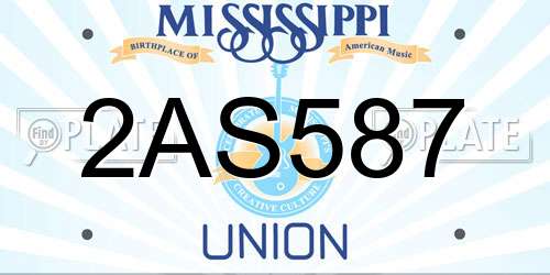 2AS587 Mississippi License Plate