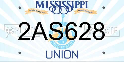 2AS628 Mississippi License Plate