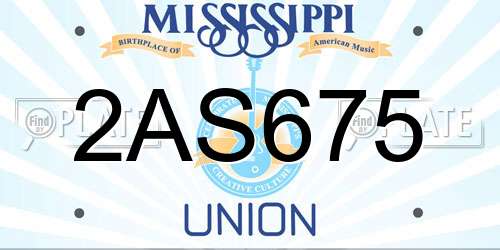 2AS675 Mississippi License Plate