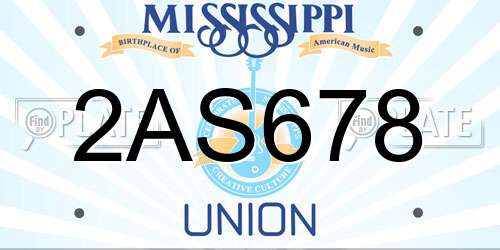 2AS678 Mississippi License Plate