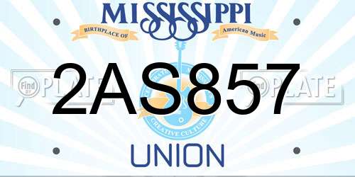 2AS857 Mississippi License Plate