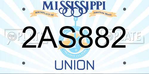 2AS882 Mississippi License Plate