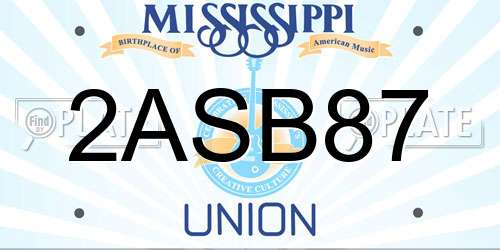 2ASB87 Mississippi License Plate