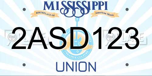 2ASD123 Mississippi License Plate