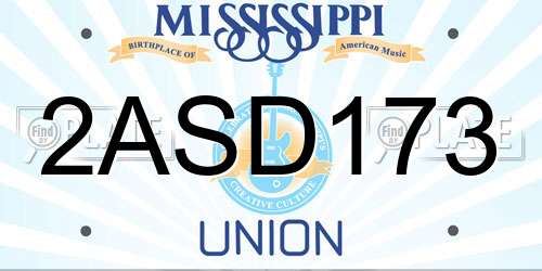 2ASD173 Mississippi License Plate
