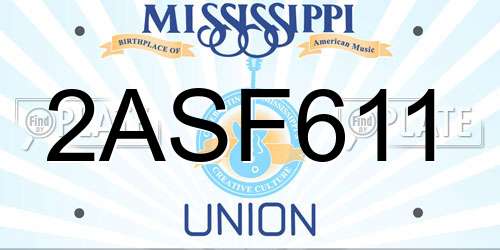 2ASF611 Mississippi License Plate