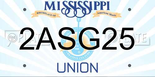 2ASG25 Mississippi License Plate