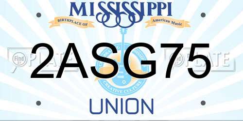 2ASG75 Mississippi License Plate