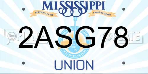 2ASG78 Mississippi License Plate