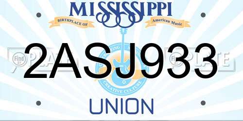 2ASJ933 Mississippi License Plate