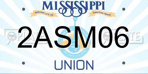 2ASM06 Mississippi License Plate