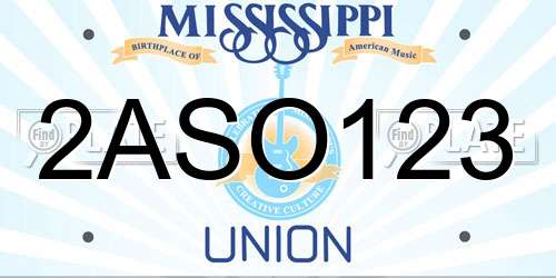 2ASO123 Mississippi License Plate