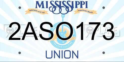 2ASO173 Mississippi License Plate
