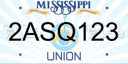 2ASQ123 Mississippi License Plate