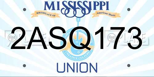 2ASQ173 Mississippi License Plate