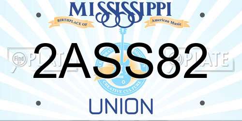 2ASS82 Mississippi License Plate