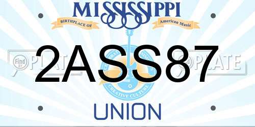 2ASS87 Mississippi License Plate