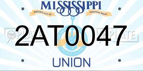 2AT0047 Mississippi License Plate