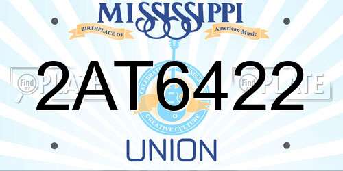 2AT6422 Mississippi License Plate