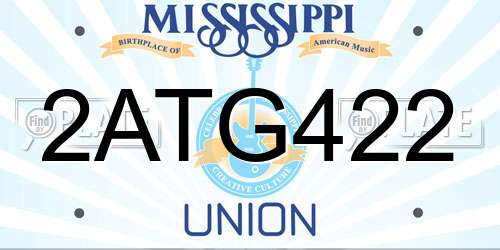 2ATG422 Mississippi License Plate