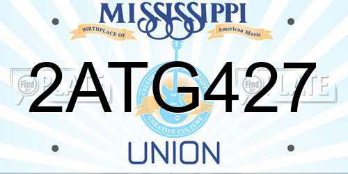 2ATG427 Mississippi License Plate