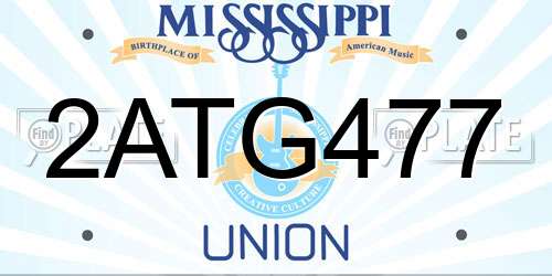2ATG477 Mississippi License Plate