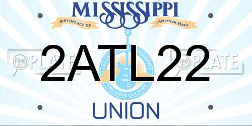 2ATL22 Mississippi License Plate