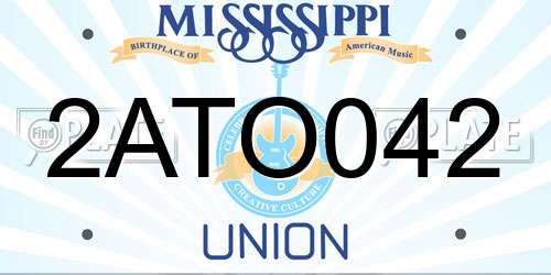 2ATO042 Mississippi License Plate