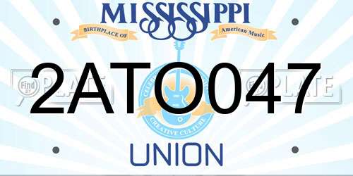 2ATO047 Mississippi License Plate
