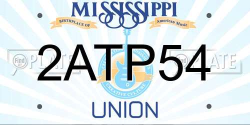 2ATP54 Mississippi License Plate
