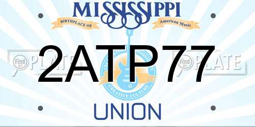 2ATP77 Mississippi License Plate