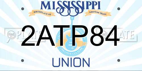 2ATP84 Mississippi License Plate
