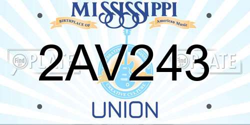 2AV243 Mississippi License Plate