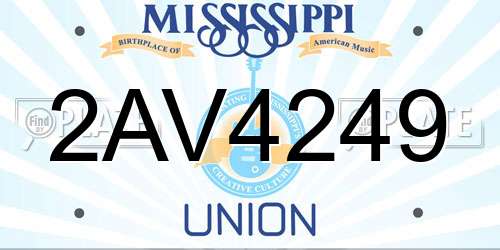 2AV4249 Mississippi License Plate