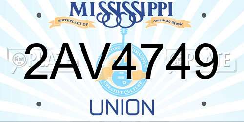 2AV4749 Mississippi License Plate